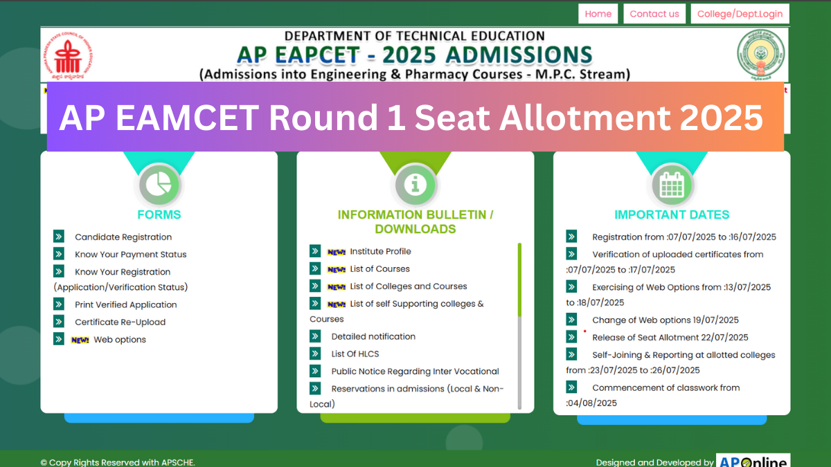 AP EAMCET Counselling Seat Allotment 2025